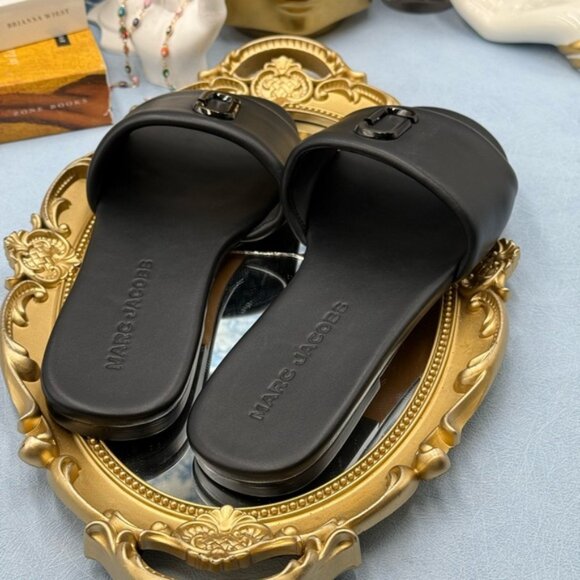🆕 MARC JACOBS 🧿 NWOB The Snapshot Slide, Black Leather - Sz 37 US 7 - Picture 11 of 15